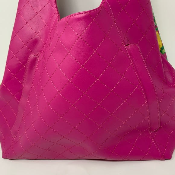 New SHARIF Quilted Pink Base Hand-painted Handbag - Picture 6 of 7